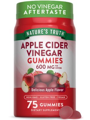 Nature&#39;s Truth Apple Cider Vinegar Gummies | 600 mg | 75 Gummies | Apple Flavor | Vegan, Non-GMO, Gluten Free Supplement