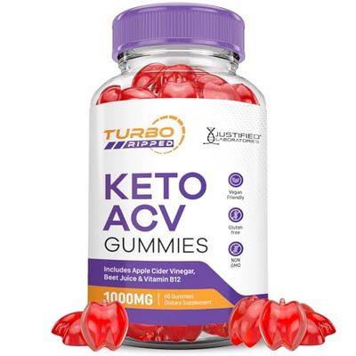 Turbo Ripped Keto ACV Gummies Advanced Formula 1000MG Turbo Ripped Keto Gummies Apple Cider Vinegar Formulated with Pomegranate Beet Juice Powder B12 Vegan Non GMO 60 Gummys