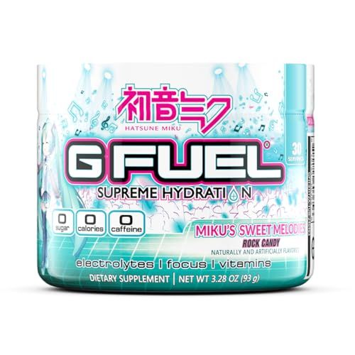 G Fuel Sweet Melodies Hydration Electrolytes Powder, Water Mix for Hydration, Energy and Focus, Sugar Free, Zero Caffeine Supplement with Essential Minerals, Rock Candy Flavor, 3.28 oz (30 Servings)