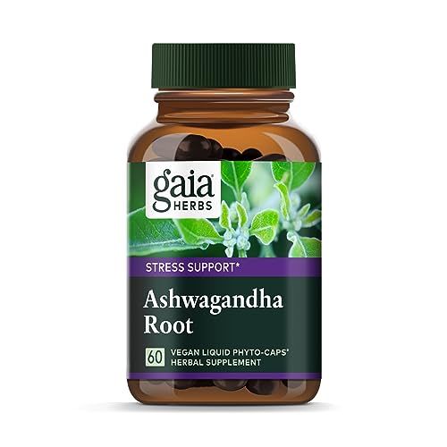 Gaia Herbs, Ashwagandha Root Vegan Liquid Phyto Capsules - Stress Relief, Immune Support Supplement, Balanced Energy Levels and Mood, 60-Count (Pack of 1)