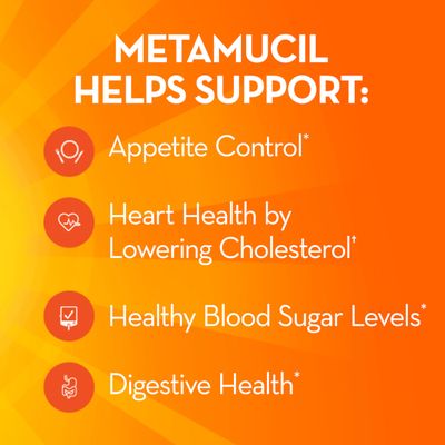 Metamucil Fiber, 4-in-1 Psyllium Fiber Supplement, Sugar-Free Powder, Berry Flavored Drink, 114 Servings (Packaging May Vary)
