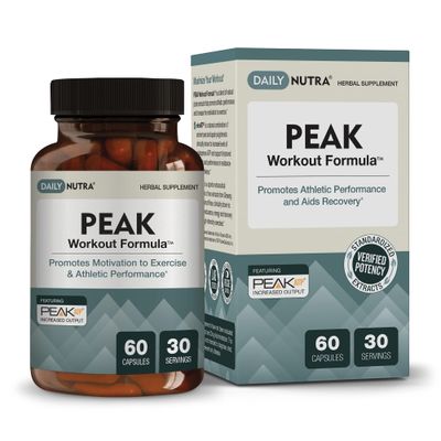 DailyNutra Peak Workout Formula - Refuel Motivation and Exercise Output | Pre-Workout and Recovery Supplement Featuring ATP, Boswellia, Ashwagandha, Green Tea Extract &amp; Piperine (60 Capsules)