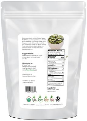 Z Natural Foods Organic Pumpkin Seed Protein Powder, Nutrient-Rich Fiber Supplement, Promotes Healthy Hair and Skin, Ideal for Smoothies, Juices, and Dishes, Vegan, Gluten-Free, Non-GMO, 5 lb