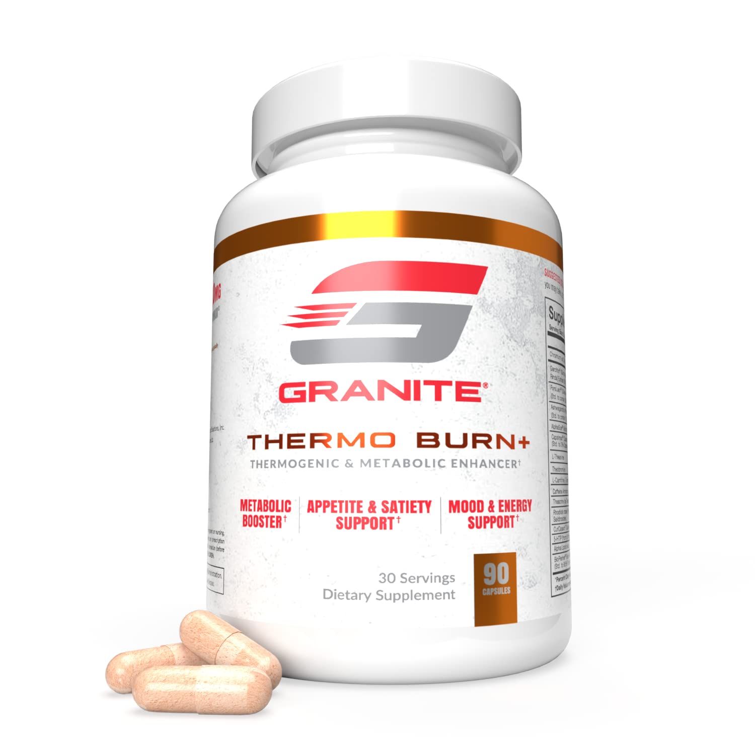 Thermo Burn+ by Granite (90 Capsules) New Advanced Formula for Thermogenic, Metabolic, Mood &amp; Appetite Support | Get The Edge Support Your Weight Goals with These Patented Ingredients (Made in USA)