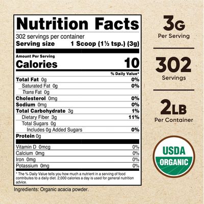 Nutricost Organic Acacia Fiber Powder (2 LB) - USDA Certified Organic, Non-GMO, Gluten Free