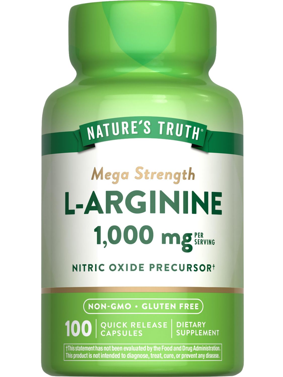 Nature&#39;s Truth L-Arginine 1000mg | 100 Capsules | Mega Strength | Non-GMO &amp; Gluten Free Supplement