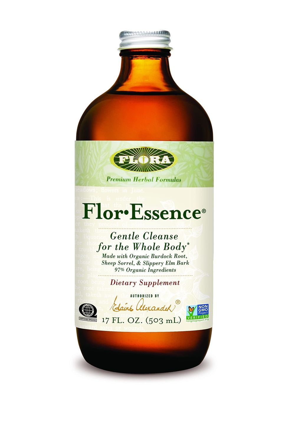 Flora Health Flor-Essence Liquid Tea Blend - Ancient 8-Herb Formula - Natural Full Body Cleanse &amp; Detox - Organic Ingredients - Pure Vegan Formula - Burdock Root, Sorrel, Slippery Elm, Kelp - 500mL