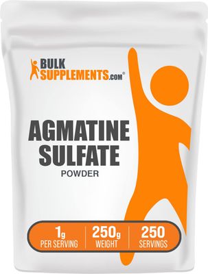 BulkSupplements.com Agmatine Sulfate Powder - Nitric Oxide Supplement, Agmatine Sulfate 1000mg - Unflavored &amp; Gluten Free, 1000mg per Serving, 250g (8.8 oz) (Pack of 1)