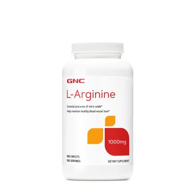 GNC L-Arginine 1000mg, 180 Caplets, Increases Nitric Oxide Production