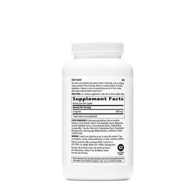 GNC L-Arginine 1000mg, 180 Caplets, Increases Nitric Oxide Production