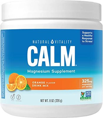 Natural Vitality Calm Magnesium Carbonate Supplement, Anti-Stress Drink Mix Powder, Gluten Free, Vegan, &amp; Non-GMO, Orange, 8 oz