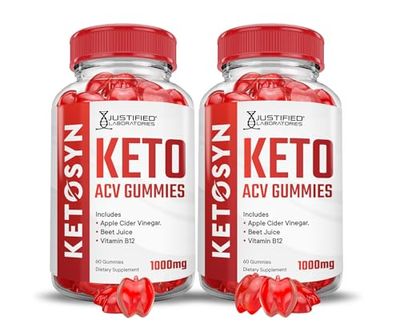 (2 Pack) Ketosyn Keto ACV Gummies Advanced Formula 1000MG Ketosyn Keto Gummies Apple Cider Vinegar Formulated with Pomegranate Beet Juice Powder B12 Vegan Non GMO 120 Gummys