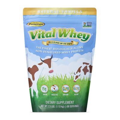 Well Wisdom Proteins Vital Whey - Natural Vanilla - 15g Protein Per Serving - Clean Holistic Grass-Fed Whey Powder for Immune Vitality - Supplement Drink Blend - Sports &amp; Wellness Nutrition - 2.5 lbs