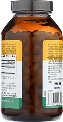 Country Life L-Lysine 500mg with B-6, Supports Immune Health, Promotes Collagen Renewal in Lips and Mouth, 250 Vegan Capsules, Certified Gluten Free, Certified Vegan
