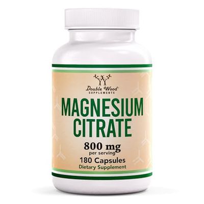 Magnesium Citrate 800mg, 180 Capsules, Digestion &amp; Constipation Support, Vegan Safe, Non-GMO, Double Wood Supplements