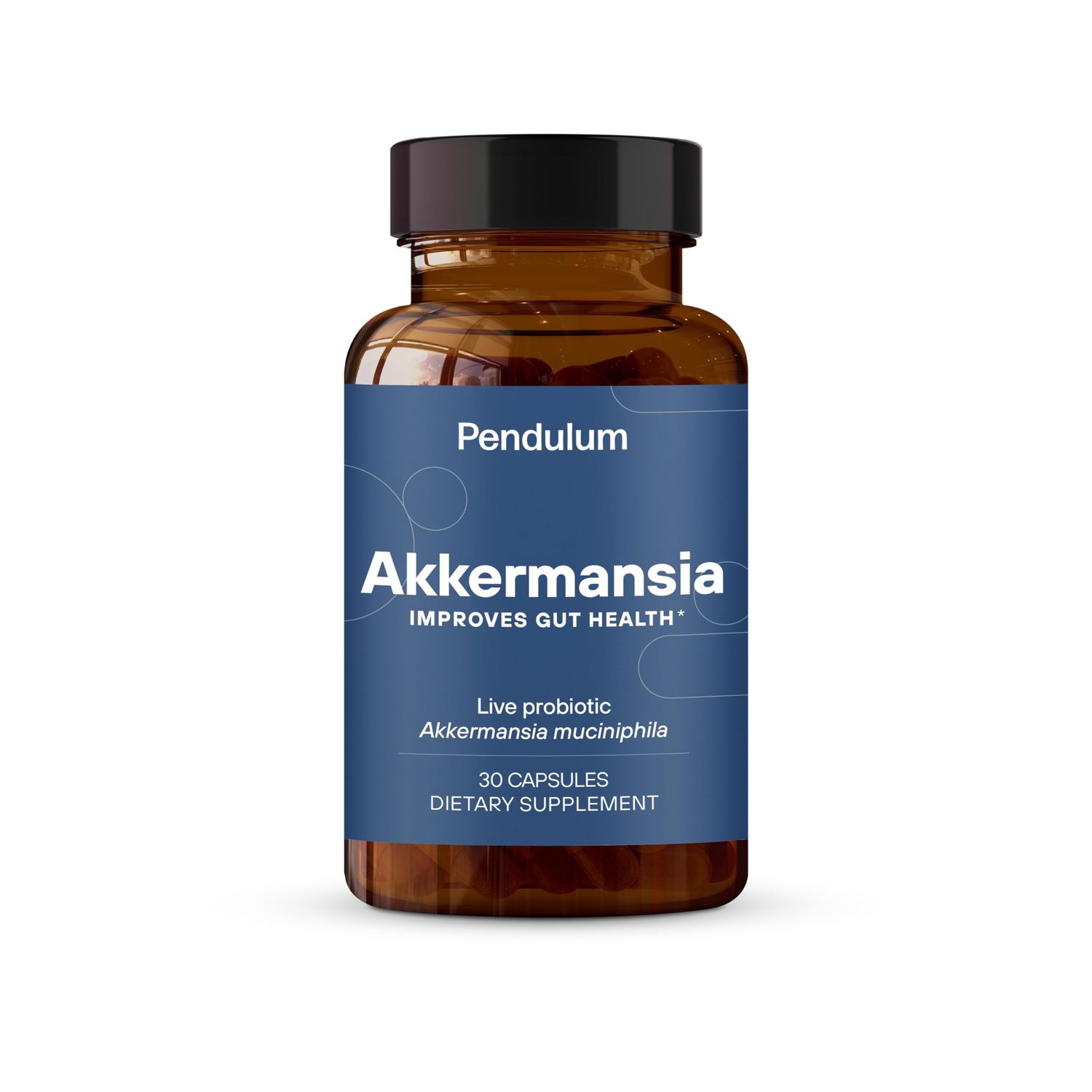 Pendulum Akkermansia Probiotic with Prebiotic Fiber - Increases GLP-1 Production, Delayed Release, Third-Party Tested, 100M AFU Live Strain for Gut Health for Men &amp; Women (30 Capsules, 1-Pack)