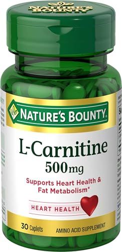 Nature&#39;s Bounty L-Carnitine, Supports Heart Health &amp; Fat Metabolism, Amino Acid Supplement, 500 mg, 30 Tablets