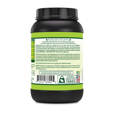 Herbal Secrets Plant Protein 2 Lb Powder | 28 Grams Protein per Serving | 6.1 Grams BCAA | Vegan Supplement | 23 Servings | Made in USA (2 Lb, Vanilla)