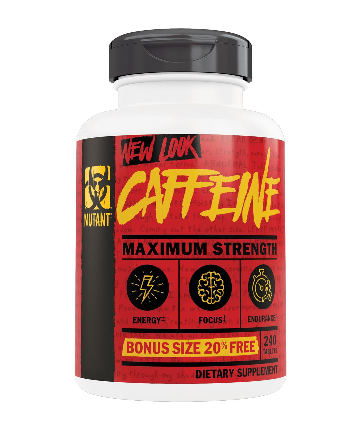 Mutant Caffeine Pills - Pharmaceutical-Grade Pure Caffeine Supplement for Boosting Energy, Focus, Mental Alertness, Performance, &amp; Endurance - Reduces Fatigue &amp; Restores Wakefulness - 240 Tablets