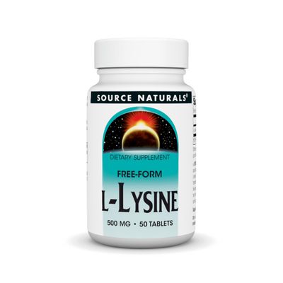 Source Naturals L-Lysine Free Form -Amino Acid Supplement Supports Energy Formation &amp; Collagen* - 500 mg- 50 Tablets