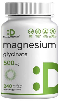 DEAL SUPPLEMENT Magnesium Glycinate 500mg, 240 Veggie Capsules | Chelated for Easy Absorption | Highly Purified Essential Trace Mineral for Muscle, Joint, Heart, &amp; Digestive Health