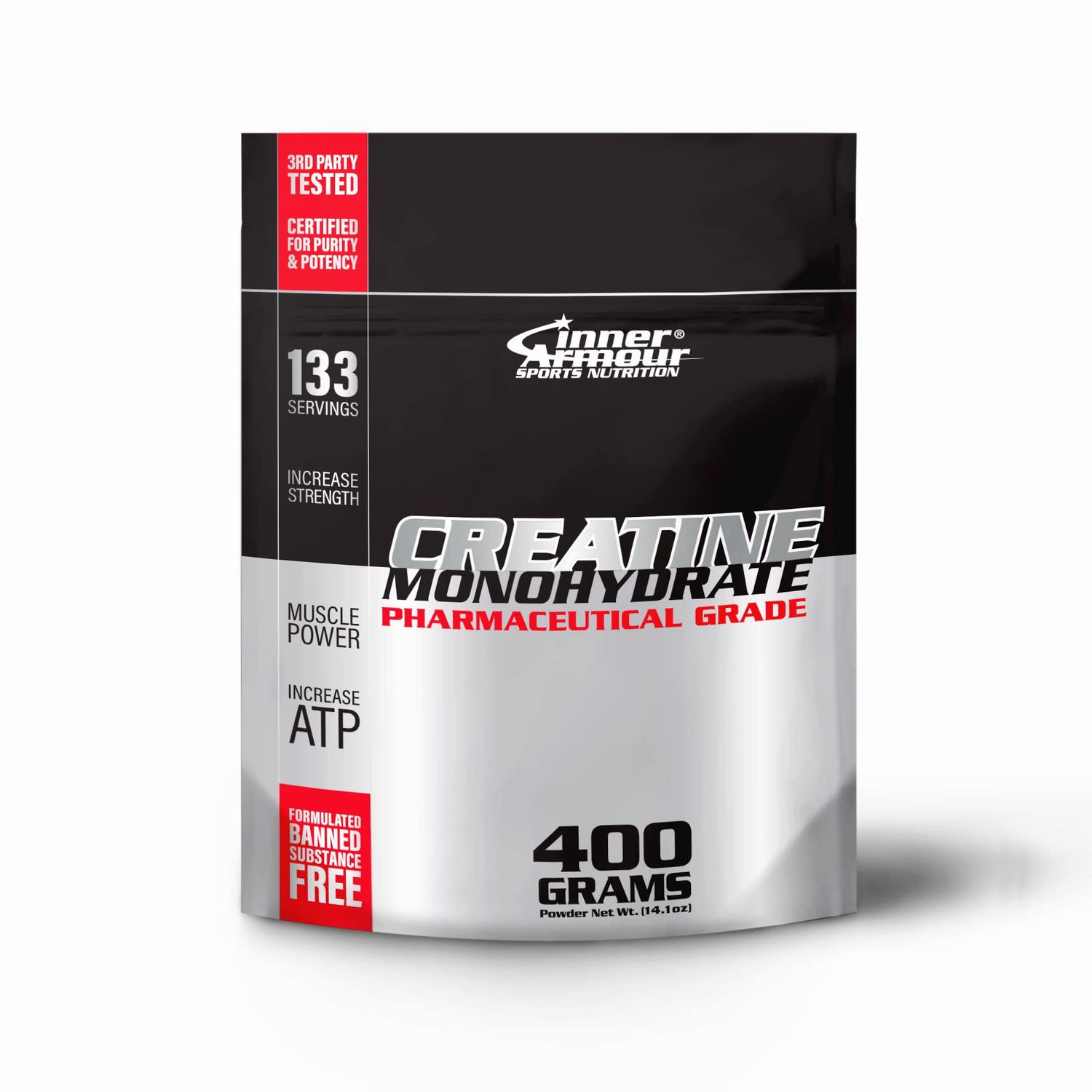 Inner Armour Micronized Creatine Monohydrate Powder - Increase Muscle Strength &amp; Endurance - Fast Dissolving, Flavor-Free, Vegan Fitness Supplement, Keto Friendly - 400 gr or 133 Servings