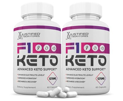 (2 Pack) F1 Keto Pills 1275MG New &amp; Improved Formula Contains Apple Cider Vinegar Extra Virgin Olive Oil Powder Green Tea Leaf 120 Capsules