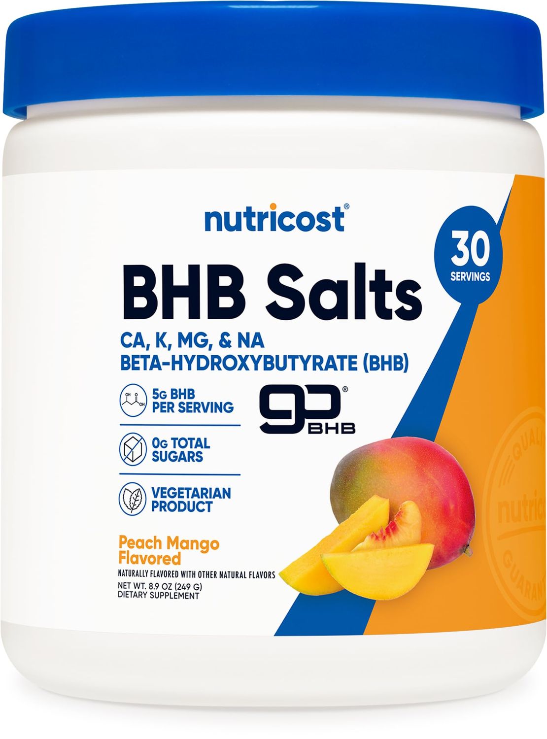 Nutricost BHB Salts Drink Mix (30 Servings, Peach Mango Flavored) (5G BHB Per Serving) - 0G Total Sugars, Vegetarian Product