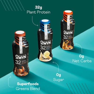 OWYN Only What You Need Pro Elite Vegan High Protein Keto Shake, 32g Protein, 9 Amino Acids, Omega-3, Prebiotics, Workout and Recovery, 0g Net Carbs, Zero Sugar (Variety, 12 Fl Oz (Pack of 12))