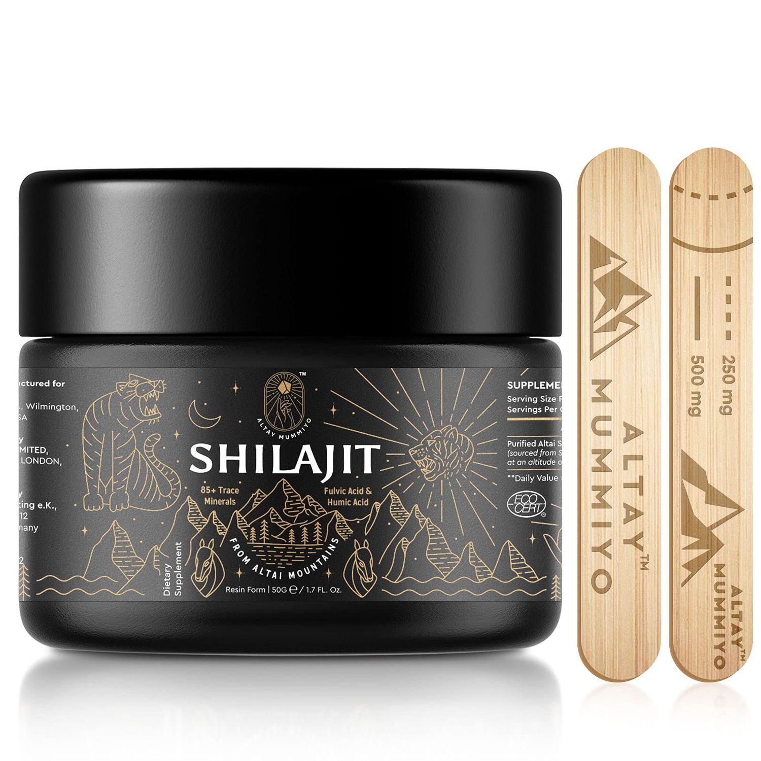 Shilajit Resin with Fulvic Acid &amp; Trace Minerals, Original Siberian Pure Shilajit with 85+ Humic Acid Supplement Gel, Support Metabolism &amp; Immune System - 100 Serving / 50g