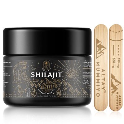 Shilajit Resin with Fulvic Acid &amp; Trace Minerals, Original Siberian Pure Shilajit with 85+ Humic Acid Supplement Gel, Support Metabolism &amp; Immune System - 100 Serving / 50g