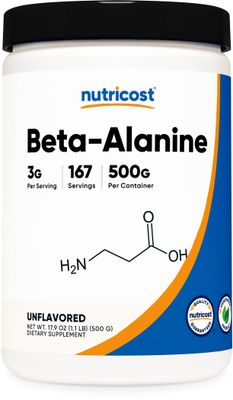 Nutricost Beta Alanine Powder 500 Grams (1.1lbs) - Pure Beta Alanine, Gluten Free &amp; Non-GMO