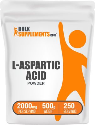 BulkSupplements.com L-Aspartic Acid Powder - Aspartic Acid Supplement, Amino Acids Supplement for Energy Support - Gluten Free, 2000mg per Serving, 500g (1.1 lbs) (Pack of 1)