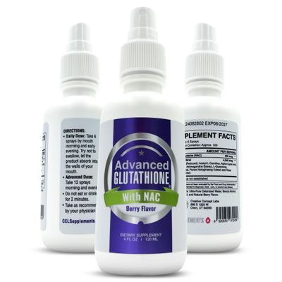 CCL Advanced Glutathione Spray &amp; NAC Supplement, Liquid Glutathione Sublingual, N-Acetyl-cysteine Antioxidant Spray Supports Immune Health - Fresh Flavor, Non-GMO, Vegan, Gluten-Free (120 Servings)