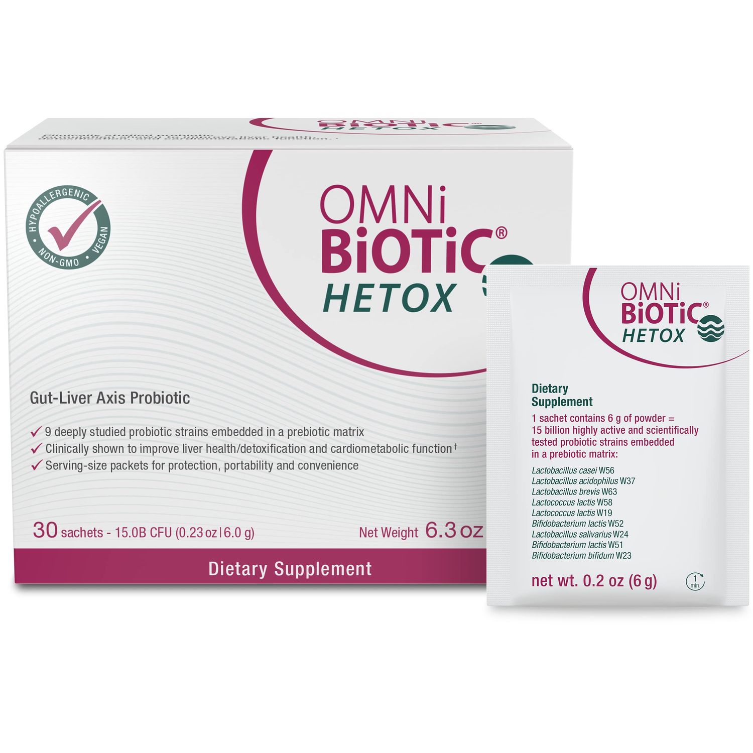 OMNi BiOTiC HETOX Probiotic Liver Detox - Bifidobacterium &amp; Lactobacillus Probiotic Supplement - Hypoallergenic Gut-Liver Support - Non-GMO Detox Cleanse for Men and Women