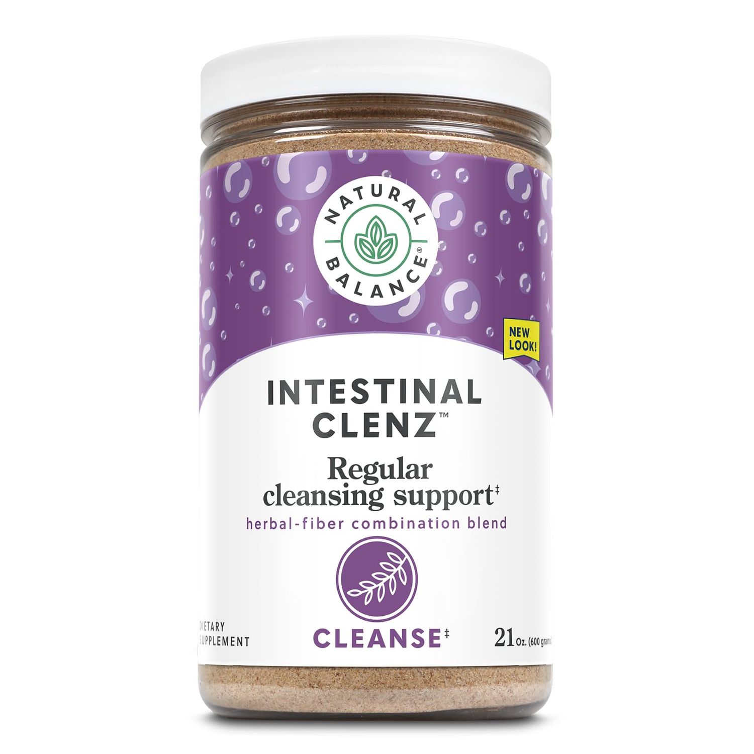 Natural Balance Intestinal Clenz Psyllium Herbal Cleansing Powder Healthy Digestion, Detox &amp; Regularity Supplement No Gluten 21oz, 120 Serv.