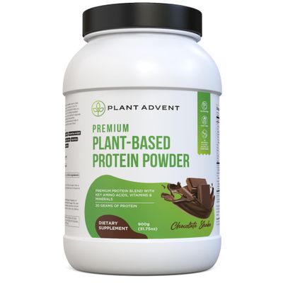 Plant Advent Premium Plant-Based Protein Powder - 100% Vegan, No Artificial Flavors, Gluten-Free and Dairy-Free (2 lbs, Chocolate Shake)