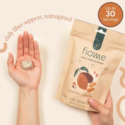 Fiome Fiber Supplement - 5g Daily Fiber Bite - Supports Regularity, Digestion and Gut Health - All Natural Ingredients, Peanut Butter Cacao Flavor, 30 Servings
