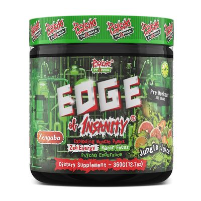 Psycho Pharma Strongest High Stim Preworkout Powder - Edge of Insanity - Most Intense Pre Workout Supplement for Pumps, Strength, Energy and Feel Good Focus. Rivals Famous PWOs of The Past