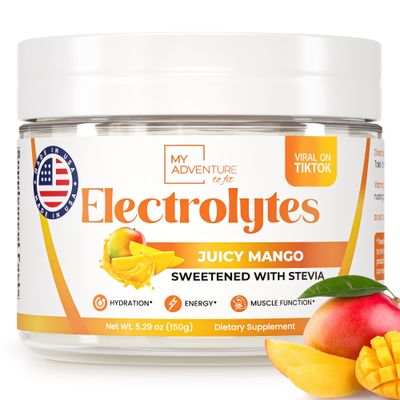 My Adventure to Fit Keto Electrolytes Powder No Sugar - Made in The USA Electrolyte Mix for Women &amp; Men - Hydrating Electrolyte Drinks for Energy &amp; Muscle Function (Juicy Mango,37.5 Servings)