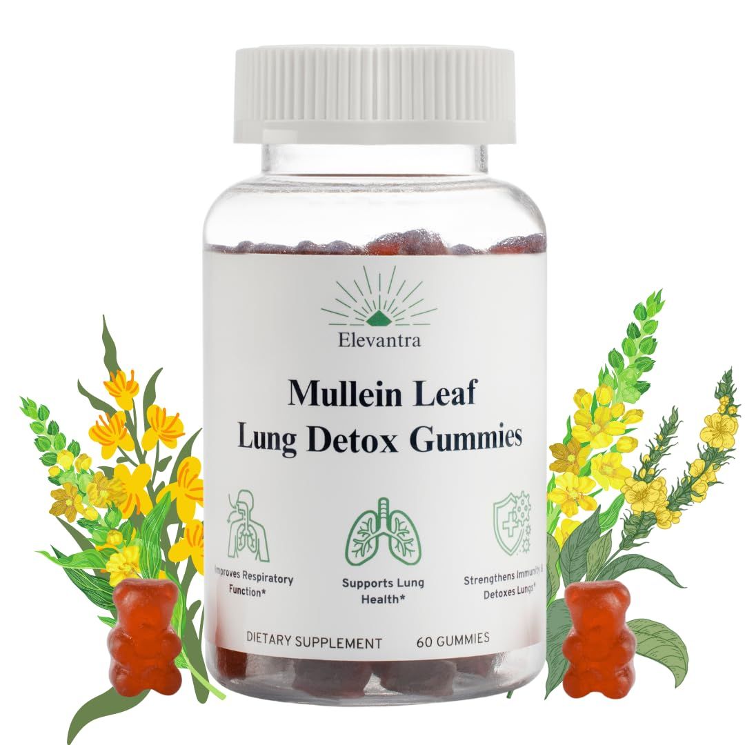 Mullein Leaf Lung Detox Gummies | Mullein Leaf Extract | Lung Detox for Smokers| Cleanser Detox | Mucus Relief | Mullein Extract | Lung Cleanse | Smoker Detox | Better Lungs | 1000 mg | Lung Health