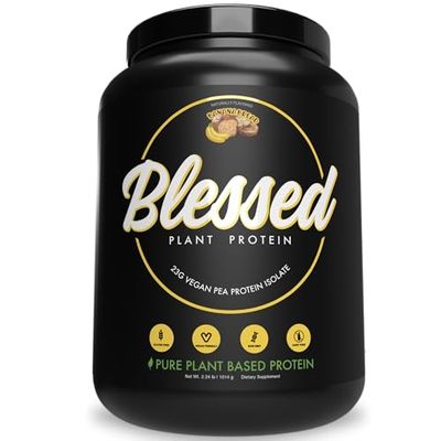 Blessed Vegan Protein Powder - Plant Based Protein Powder Meal Replacement Protein Shake, 23g of Pea Protein Powder, Dairy Free, Gluten Free, Soy Free, No Sugar Added, 30 Servings (Banana Bread)