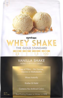 Syntrax Nutrition Whey Shake Protein Powder, Cold Filtered &amp; Undenatured Whey Protein Blend, Real Vanilla Bean Specks, Vanilla Shake, 5 lbs