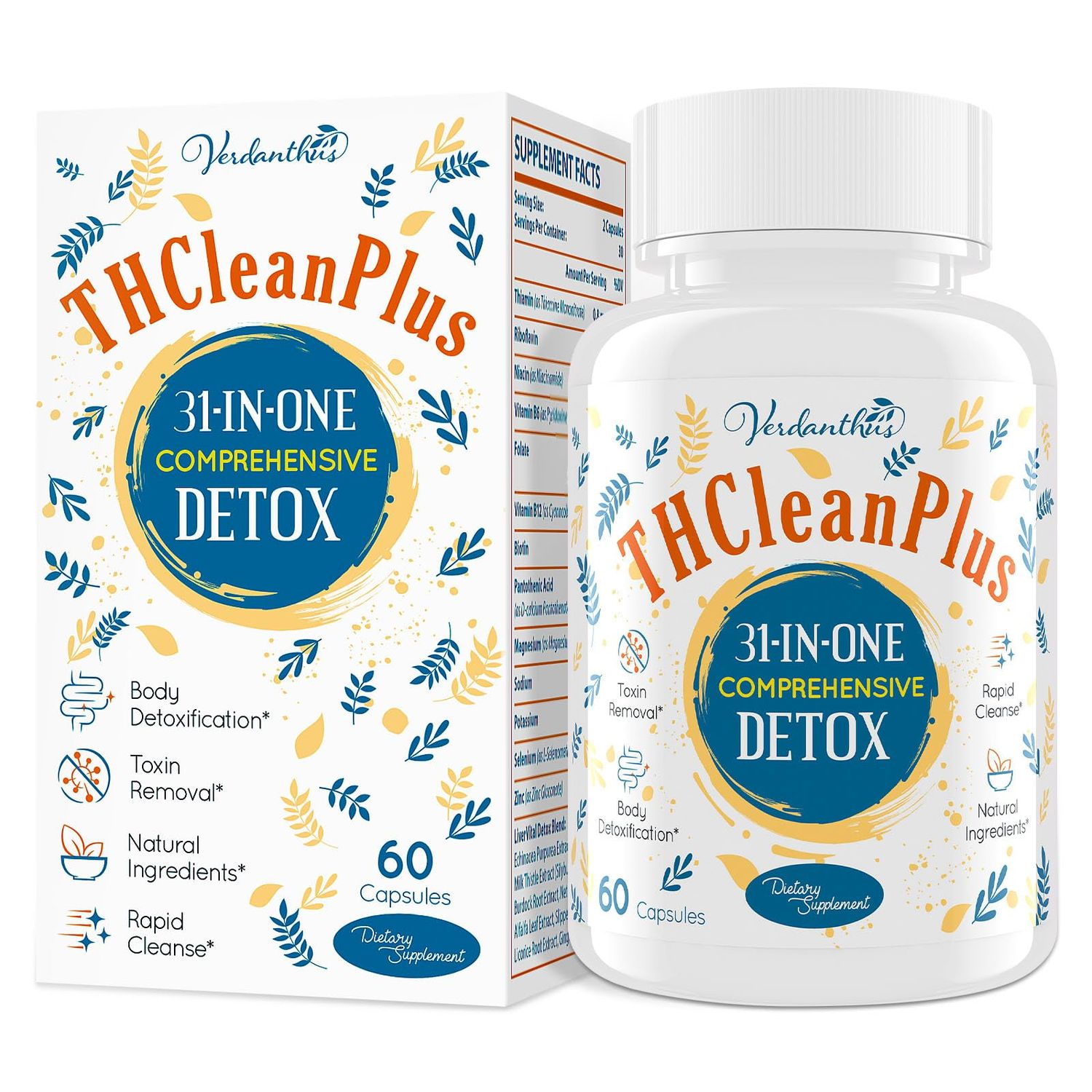 Verdanthus 31-in-ONE Detox and Liver Cleanser, Fast Detox, Full Body Detox, Toxins Cleaner for Liver, Kidney, Natural Herbal Formula, Support Immune &amp; Mood, Made in USA, 60 Capsules