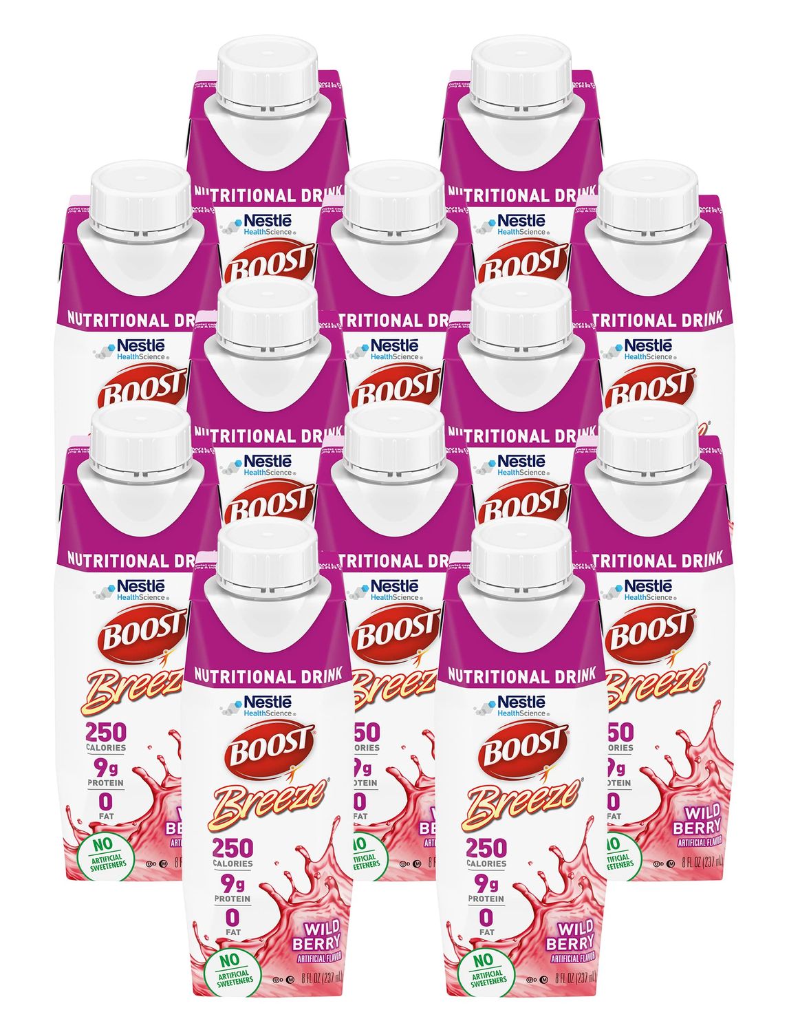 Boost Breeze Nutritional Drink Wildberry, 8 Fl Oz (Pack of 12)