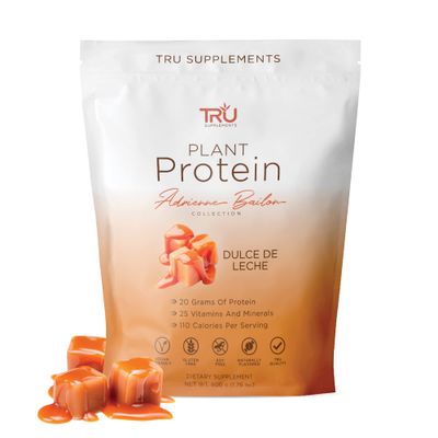TRU Plant Based Protein Powder, BCAA, EAA, 20g Vegan Protein, 100 Calories, 27 Vitamins, No Artificial Flavors 25 Servings 25 Servings (Dulce De Leche)