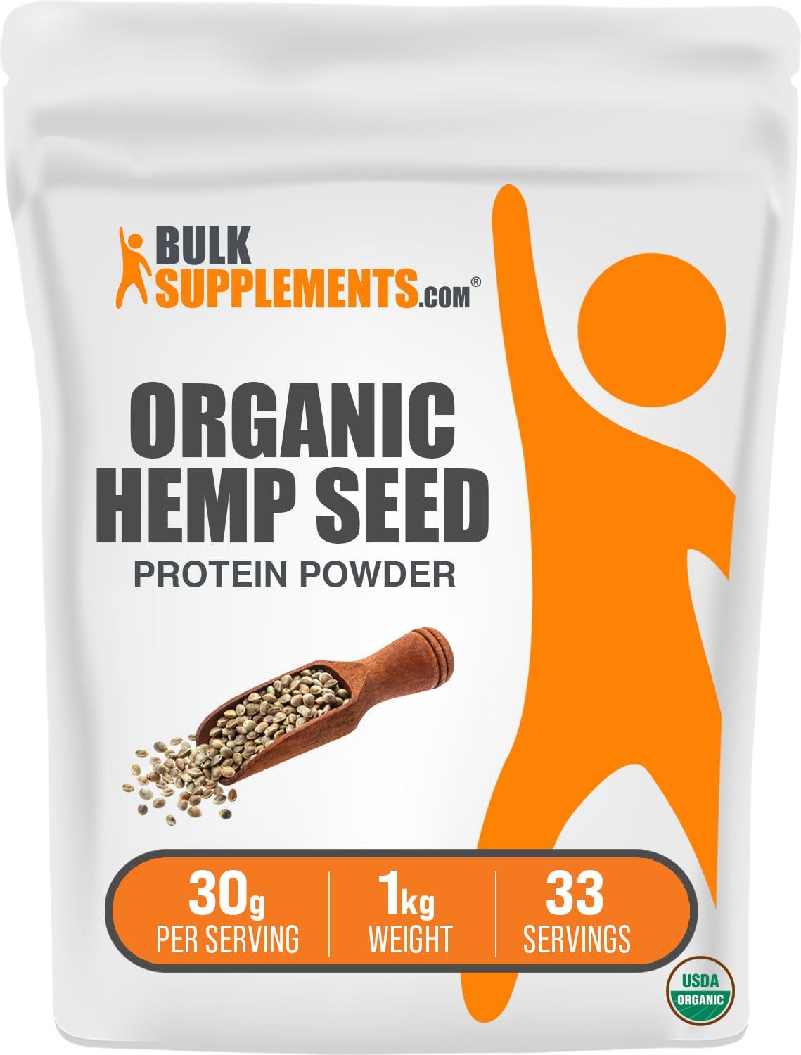 BulkSupplements.com Organic Hemp Protein Powder - Hemp Seed Protein, Superfood Protein Powder, Unflavored Protein - Vegan &amp; Gluten Free, 30g per Serving, 1kg (2.2 lbs) (Pack of 1)