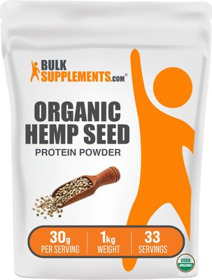 BulkSupplements.com Organic Hemp Protein Powder - Hemp Seed Protein, Superfood Protein Powder, Unflavored Protein - Vegan &amp; Gluten Free, 30g per Serving, 1kg (2.2 lbs) (Pack of 1)