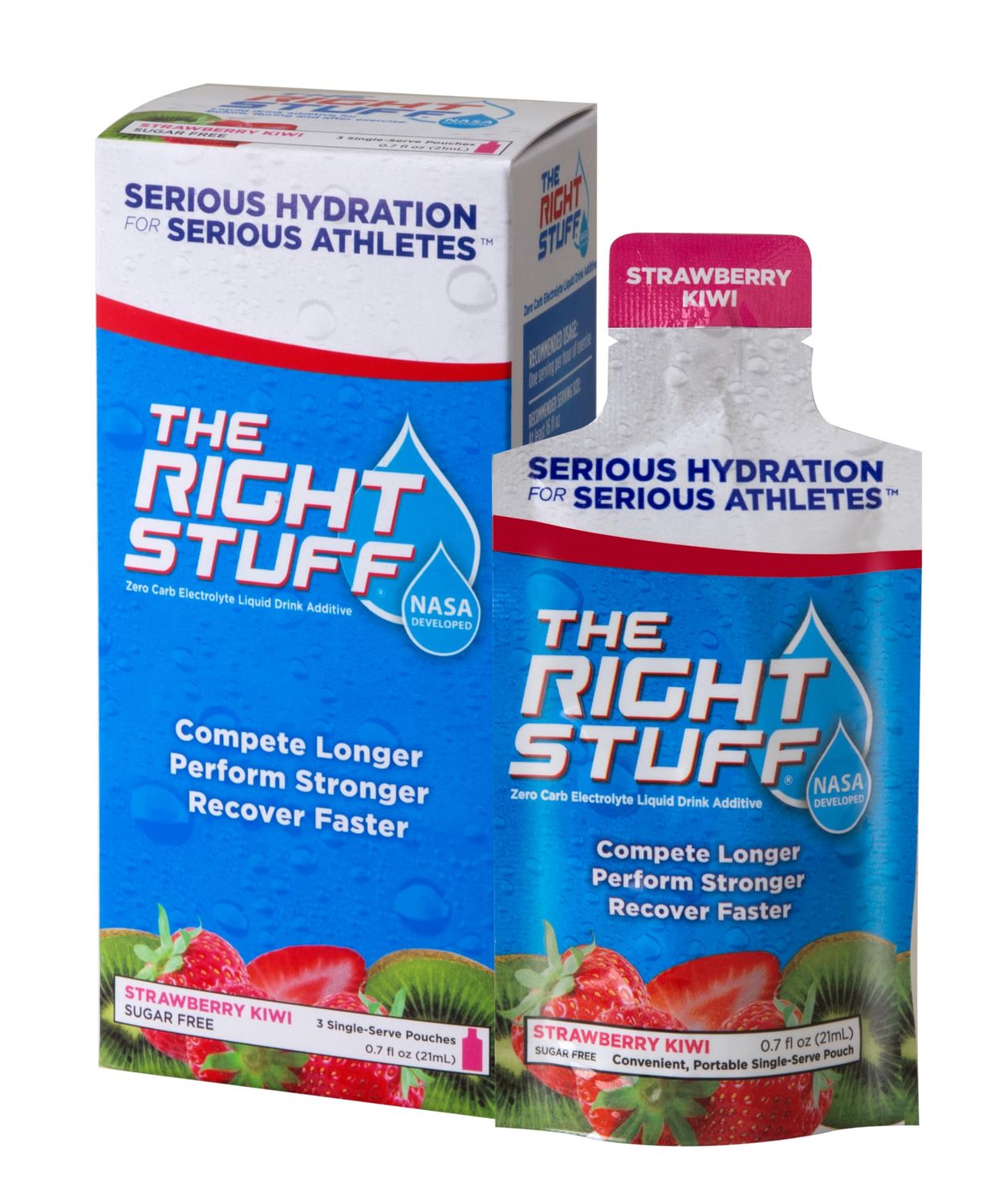 The Right Stuff Electrolyte Drink Concentrate - 3 Pouch Box - Strawberry Kiwi