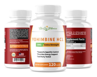 RaeSun Botanics Yohimbine HCL Bark Extract Extra Strength Supplement 5mg x 120ct Capsules Premium Fat Burner, Weight Loss, Appetite Control, Male Support, Energy, and More